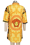 Casual Polyester Pop Art Print Short Sleeve Lapel Neck Shirt Dress  SMR9651