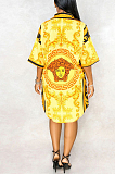Casual Polyester Pop Art Print Short Sleeve Lapel Neck Shirt Dress  SMR9651