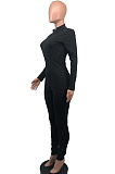Black Casual Polyester Long Sleeve Bodycon Jumpsuit LY5866