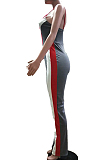 Red Sexy Polyester Striped Sleeveless Cami Jumpsuit HHM6143