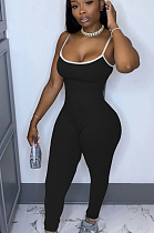 Black Sexy Polyester Sleeveless Cami Jumpsuit W8313