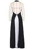 Black Casual Polyester Sleeveless Backless Ruffle Utility Blouse High Waist Long Skirt Sets ZS0312