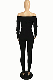 Red Sexy Polyester Long Sleeve Bodycon Jumpsuit SH7205