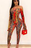Red Sexy Polyester Long Sleeve Bodycon Jumpsuit YSH6107