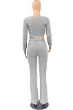 Casual Short Sleeve Round Neck Irregular coat Tee Top Flare Leg Pants Sets QQ5203