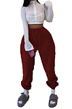 Casual Solid Color Ladies Polyester Long Pants For Daily Wear RB3101
