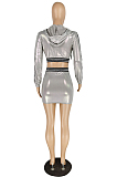 Casual Letter Long Sleeve Hoodie Bodycon Skirt Sets YYZ512
