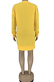 Casual Cotton Blend Letter Long Sleeve Round Neck Mid Waist Mini Dress DN8524