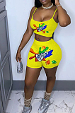 Casual Print Halter Top  and Shorts two-piece Pantsuit FH103