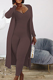 Casual Cotton Sleeveless Cold Shoulder Rib-Knit Cami Jumpsuit Ribbed long-sleeved coat TRS1068