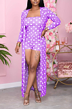 Casual Sexy Polyester Polka Dot Sleeveless Tube Jumpsuit And Coat  WY6668