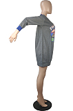 Casual, Loose, Long-Sleeved, Printed Hoodie Dress LML160