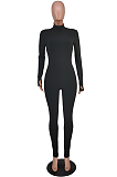 Unitard Jumpsuit Sporty Sexy Long Sleeve Stand Collar