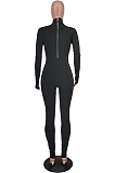 Unitard Jumpsuit Sporty Sexy Long Sleeve Stand Collar