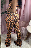Sexy Night Out Casual Leopard Sleeveless Cold Shoulder Cami Jumpsuit
