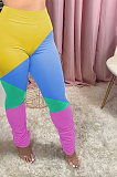 Multi Cute Casual Colorblock Capris Pants