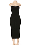 Casual Basics Sporty Pure Color Sleeveless Slip Long Dress