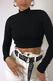 Sexy Modest Long Sleeve Backless knotted Strap High Neck Crop Top