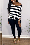 Casual Round Neck Striped Half Sleeve Simplee Utility Blouse