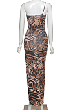 Elegant Sexy Leopard One Shoulder Split Hem Long Dress