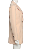 Elegant Modest Simplee Pure Color Long Sleeve Button Front Lapel Neck Skirts Sets