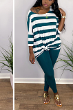 Casual Round Neck Striped Half Sleeve Simplee Utility Blouse