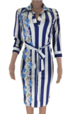 Casual Striped Long Sleeve Long Dress CL6029