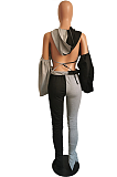 Casual Sporty Preppy Sexy Waist Tie Backless Puff Sleeve Pants Sets