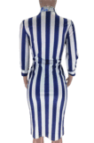 Casual Striped Long Sleeve Long Dress CL6029