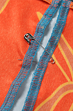 Casual Sexy Tie Dye Long Sleeve Spliced Round Neck Crop Tops