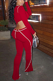 Sexy Night Out Scoop Neck Long Sleeve Spliced Pants Sets