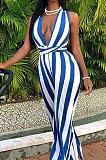 Sexy Polyester Striped Sleeveless Mid Waist Long Pants YS129