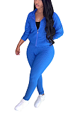 Casual Sporty Pure Color Long Sleeve Stand Collar Pants Sets
