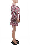 Elegant Polyester Ditsy Floral Long Sleeve Puff Sleeve All Over Print High Waist Sets CCY8684
