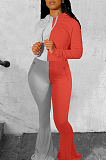 Casual Sporty Sexy Round Neck Long Sleeve Spliced Flare Leg Pants Sets