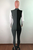 Multi Casual Long Sleeve Contrast Binding Bodycon Jumpsuit QZ4314