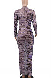 Elegant Polyester Long Sleeve Mid Waist Long Dress CCY8688