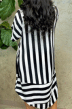 Casual Striped Long Sleeve Stand Collar Shirt Dress QY0321