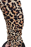 Casual Sporty Modest Leopard Lantern Sleeve Ruffle