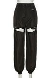 High-waist-girdle loose-fitting and slimming casual pants street style versatile overalls