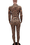 Casual Polyester Leopard Long Sleeve Tee Jumpsuit HT6032