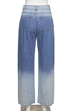 High waist show thin gradient loose wide leg pants casual versatile jeans