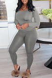 Sexy solid color round neck slim with long sleeves setMA6594