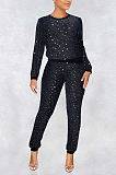 Casual Sexy Multi Sequins Long Sleeve Round Neck Pants Sets