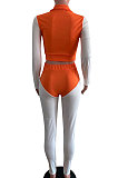 Euramerican Colors Patchwork Zipper Bodycon Fashion Suits AFY694