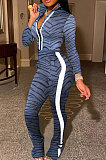 Sports Autumn Leopard Print Splicing Fashion Pants Suits FA7122