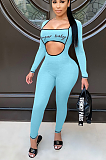 Long sleeve jumpsuit with sexy lettering and bodiceMA6602