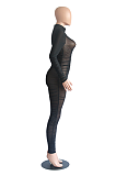 Sexy mesh perspective pleated long sleeve jumpsuitMA6553