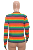Casual Polyester Striped Long Sleeve Round Neck SN3879