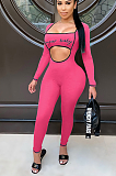 Long sleeve jumpsuit with sexy lettering and bodiceMA6602